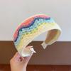 Crochet Wide Hair Hoop Embroidery Children Hair Band Cute Knitted Kids Headband  Girl