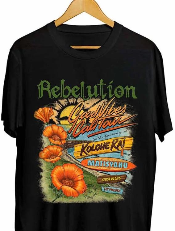 New! Rebelution Band Good Vibes Cali 2024 Tour Shirt Unisex S to 5XL Unisex T-Shirt