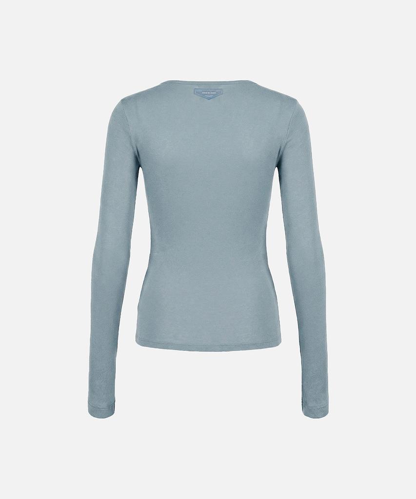 BADBLOOD Bs Хлопковый джерси Облегающая футболка-henley с длинным рукавом - Светло-синий