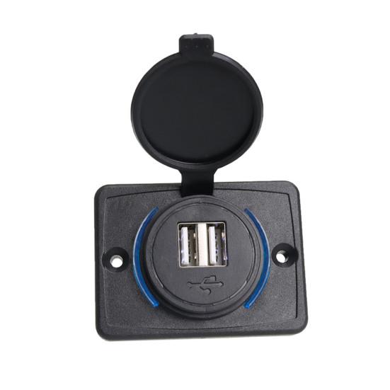 Автомобильное зарядное устройство с двумя портами и откидной крышкой, быстрая зарядка USB-зарядным устройством для автофургонов, телефонов, планшетов, лодок, квадроциклов, универсальная зарядная станция для транспортных средств на 12–24 В