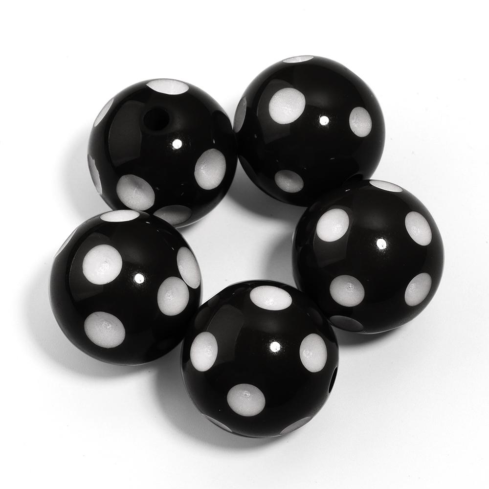 5pcs/lot 20mm White Polka Dot Resin Beads Colorful Round Loose Spacer Beads For Jewelry Making DIY Crafts Pen Beads Accessories