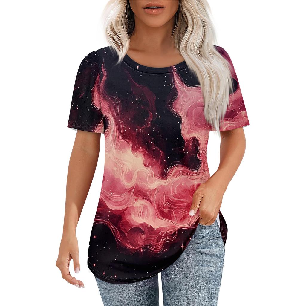 Женская футболка с принтом неба, модная, повседневная, с круглым вырезом и коротким рукавом