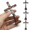 С подставкой Деревянный Распятие Религиозный Амулет Молитва Католический Крест Иисуса Деревянный Католический Винтажный Религиозный Декор
