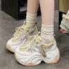 Женские кроссовки на массивном каблуке, повседневная обувь с дышащей сеткой, модные кроссовки на каблуке 7 см, женская обувь на платформе со шнуровкой для папы