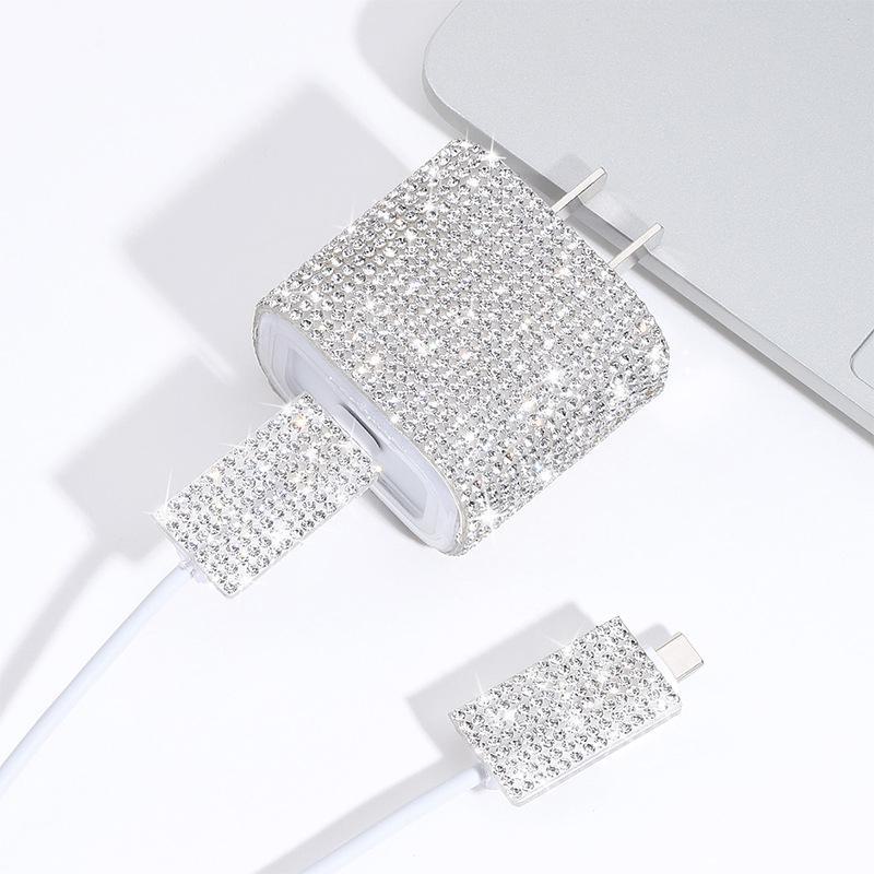 Защитный чехол для кабеля и головки зарядного устройства Sparkle Diamond для зарядных устройств Apple 20 Вт - Защита от укусов проводов