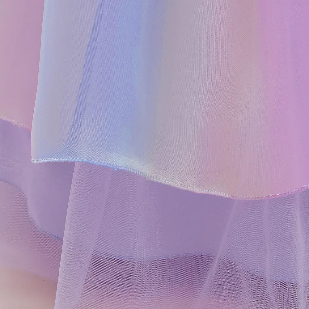 Радужное платье принцессы с открытыми плечами для девочек на свадьбы и особые случаи