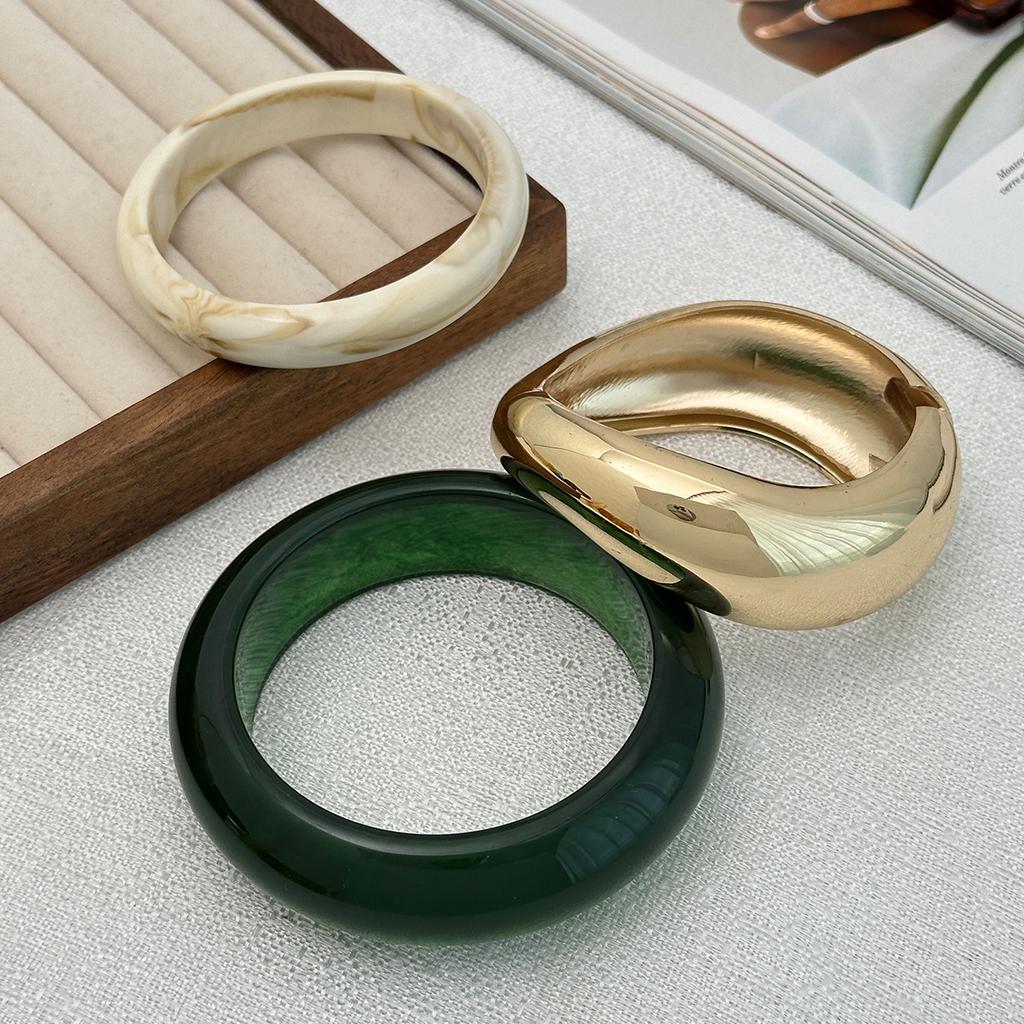 Ingemark 3 Styles Boho Resin Thick Chunky Bangles for Women New Trend Punk Stacking Up Arm Bracelets Couple Daily Party Jewelry