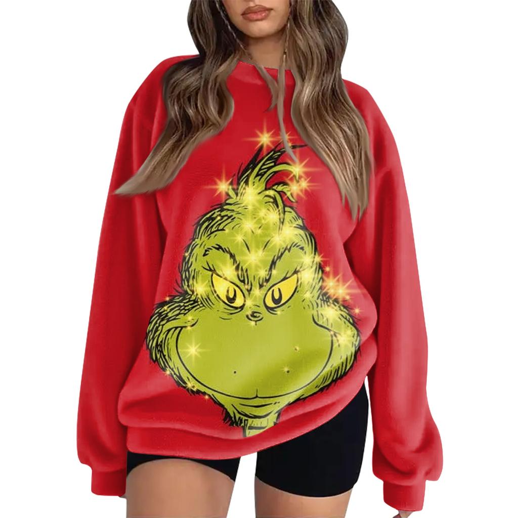 Women's Christmas Printed Flannel Sweatshirt Top