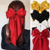 Элегантная лента для волос с бантом заколка для женщин шифон атлас большой бант заколки для волос заколки для девочек аксессуары для волос конский хвост головной убор подарки