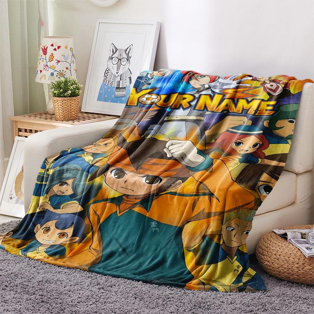 1PC Custom Name Inazuma Eleven Patterned Flannel Blanket Suitable For All Seasons for Home Decor Warmth and Comfort Gifts Holiday Present