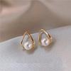 Silver Drop Pearl Earrings - Simple, Versatile, and Elegant for Women