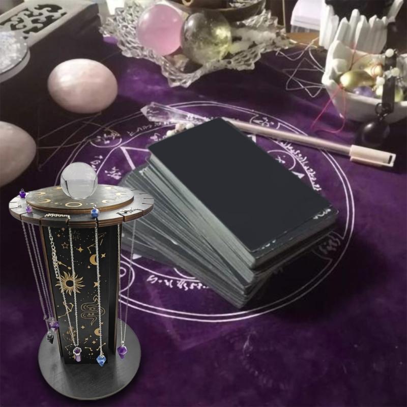 Rotating Crystal Display Stand, 360Degree Rotatable Base, Zodiac Sign Wood Pendulum Holder for Home and Office Decors