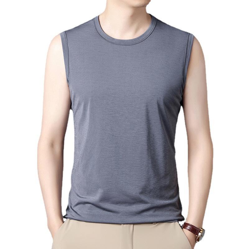 Summer New Middle-Aged Men's Short-Sleeved T-shirt Small V-neck Thin Business Cotton Men's Vest T-shirt