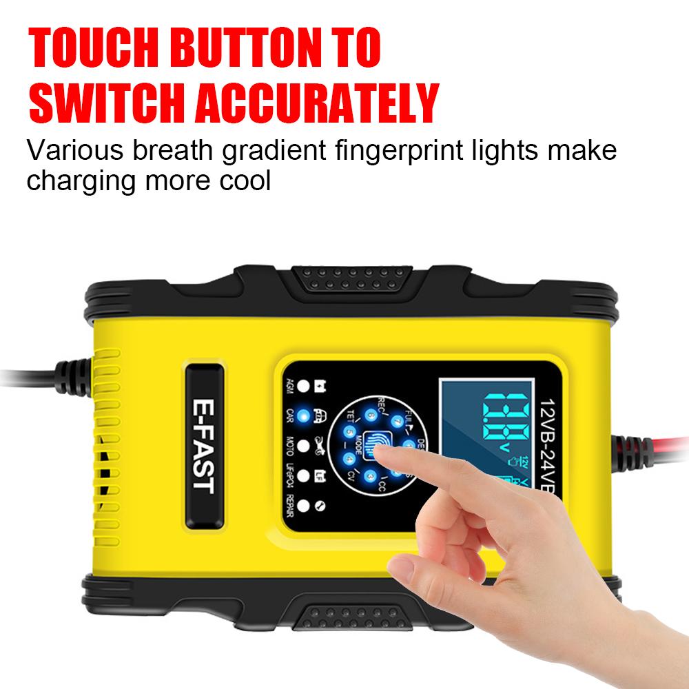 Импульсный ремонт с цифровым дисплеем для LiFePo4, влажные и сухие свинцово-кислотные гелевые аккумуляторы AGM, умное автомобильное зарядное устройство, 12 В/10 А, 24 В/6 А
