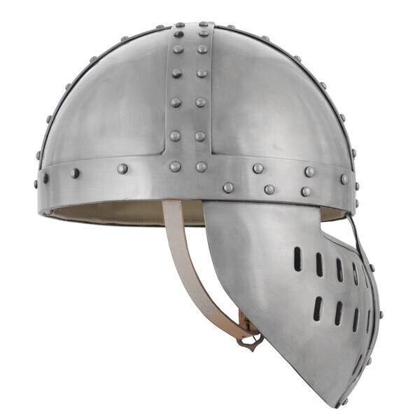 Crusader Spangen with Face Guard Helmet- 18 Gauge Steel for LARP Reenactment