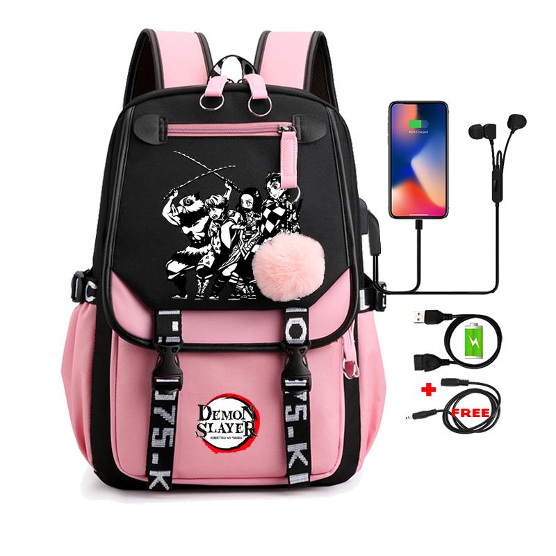 Anime Adults Large Capacity Backpack Bags Demon Slayer Nezuko Kawaii Cartoon School Bag forManga To Travel Daily Girls Bookbags