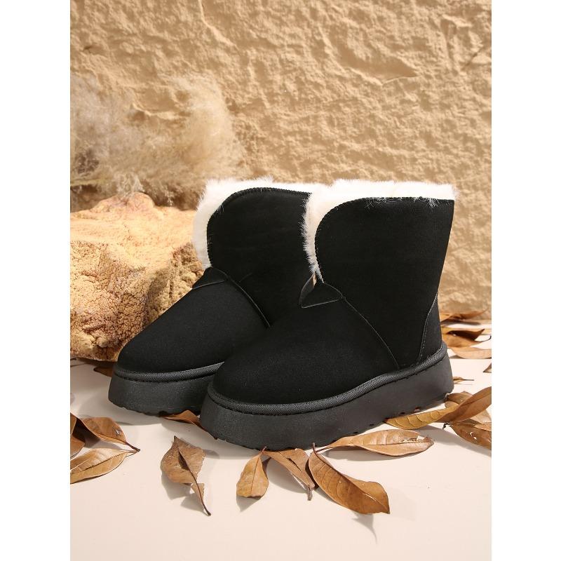 Женские короткие зимние ботинки на толстой подошве 2025 Осень/Зима Новое поступление Двусторонние Носимые Утепленная флисовая подкладка Теплые Слипоны Женские хлопковые ботинки