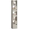 Bookcase Tall Narrow with 5 Tiers and Drawers Freestanding Bookshelf Storage Cabinet for Living Room Grey