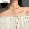 Sweet Vintage Multi-layer Pearl Necklace for Women Gold Color Heart-shaped Chain Choker Necklaces Fashion Jewelry