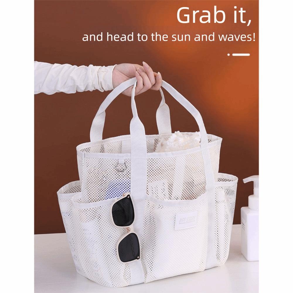 Internal Compartments Large Beach Tote Bag Multi-level Zoning Mesh Shower Bag  Travel