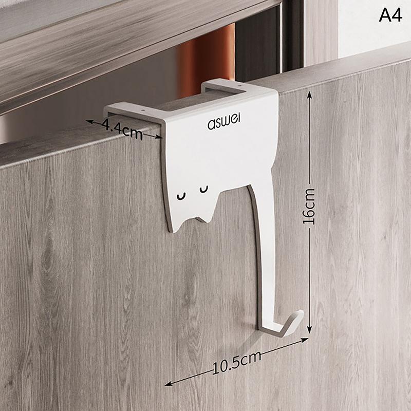 Cute Cartoon Cat Behind Door Hook Home Punch Free Kitchen Bathroom Cabinet Hanger Multi-Purpose Iron Key Hat Clothes Hook