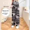 Southeast Asian Ethnic Style Women's Thai Elephant Wide-Leg Beach Pants, High Waist Slimming Straight-Leg Summer Pants.