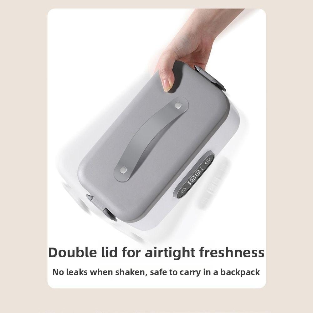 Cordless & Water-free Wireless Heating Food Container 4-speed Temp Electric Lunch Box Outdoor Use