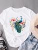 (Asian Size) Lovely Flower Sweet Short Sleeve T-shirts T Clothing Fashion Print Female Casual Women's Top Graphic Tee