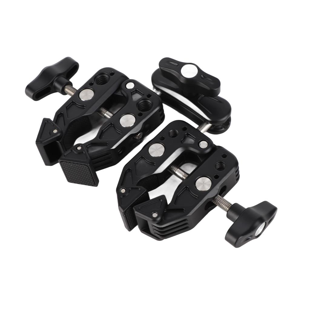 Double Camera Clamp 360 Degree Dual Clamp Camera Mount Crab Plier Clip with 1 4 3 8 Inch Interface Cold Shoe for