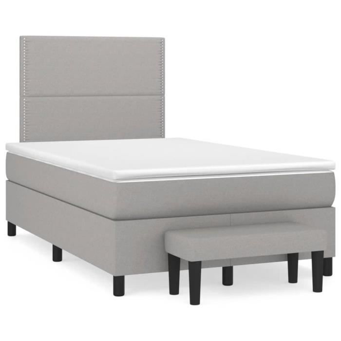3136501 vidaXL Divan Bed with Mattress Light Grey 120x200cm Fabric