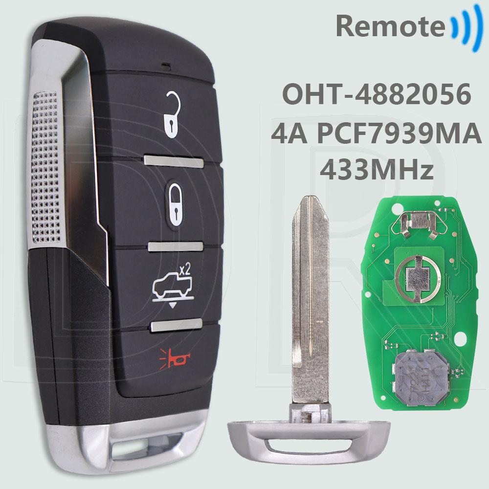 DR OHT-4882056 4A PCF7939MA Chip 433MHz Keyless Go Car Remote Key 68291687AD For Dodge RAM 1500 TRX Pickup 2019 2020 2021