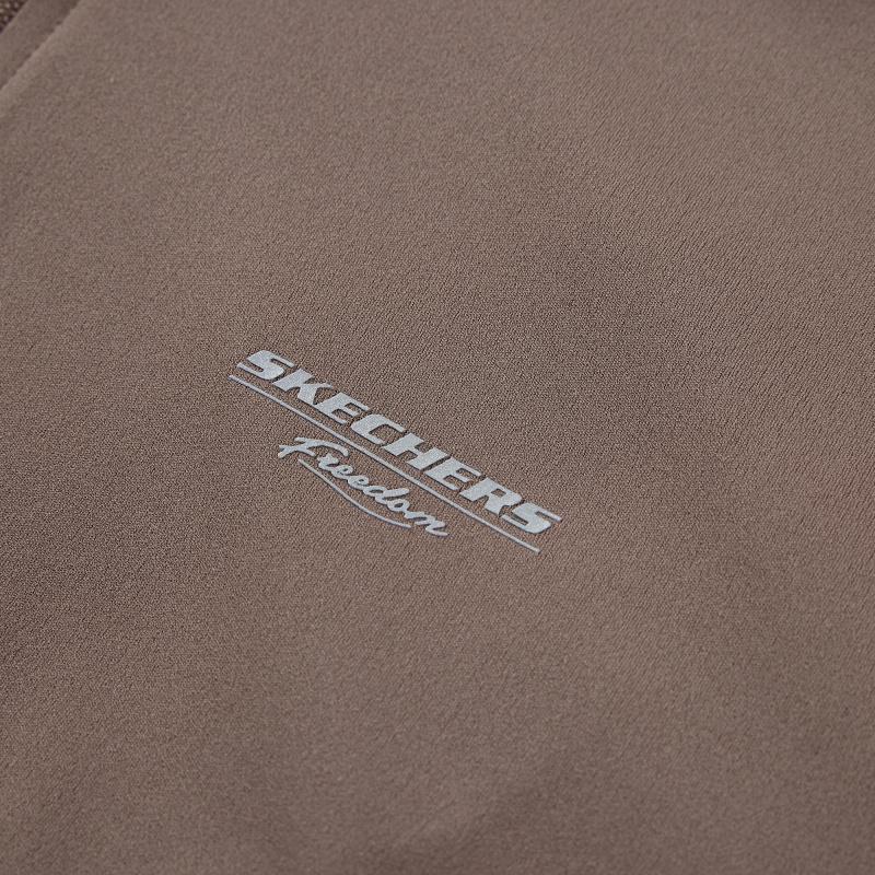 Skechers Серия 'Свободная вода' Вязаная облегающая антибактериальная удобная куртка Женские куртки Сандалово-коричневый P324W073-0547