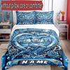 3pcs Duvet Cover Set (1*Duvet Cover + 2*Pillowcase, Without Core), Custom Name Manchester City Pattern Bedding Set, Home Bedroom Decor Gift