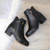 Autumn and Winter Short Boots, Winter Shoes, Mid-heel Leather Shoes, Plus Velvet Cotton Shoes, Non-slip Warm Winter Mother Shoes