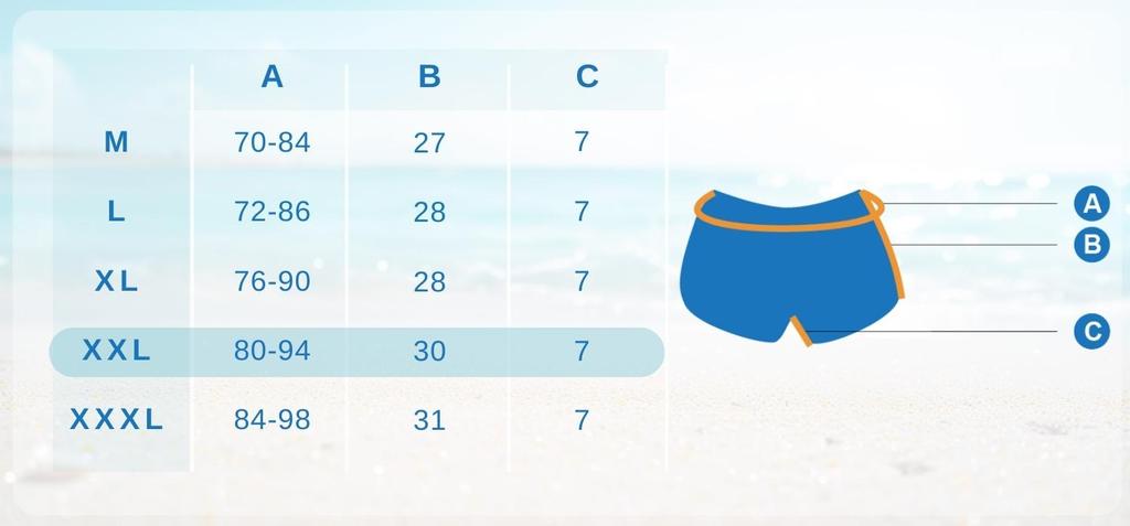 Men's swimming shorts, swimming trunks, swimming pool shorts, beach shorts, blue Men's swimming shorts, blue XXL