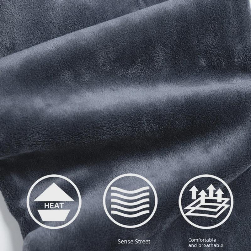 Мужские свободные прямые джинсы из бархата с высокой талией — удобные, качественные зимние брюки для мужчин среднего возраста