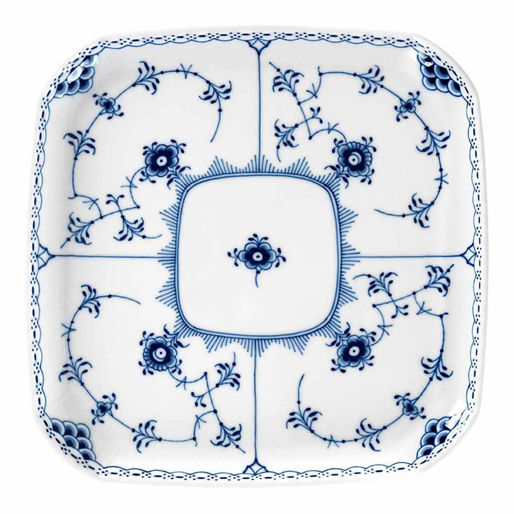 [Официально импортировано] Royal Copenhagen Blue Fluted Half Lace Квадратное блюдо, 21 см, Свадебный подарок, 1066923