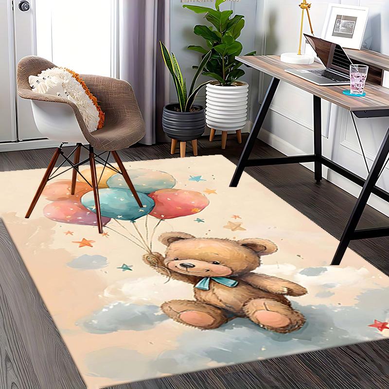 1pc Teddy Bear Balloons Chair Mat - Anime Cartoon Design, Non-Slip Carpet for Office Chairs, Suitable for All Seasons, Perfect Gift for Holidays and H