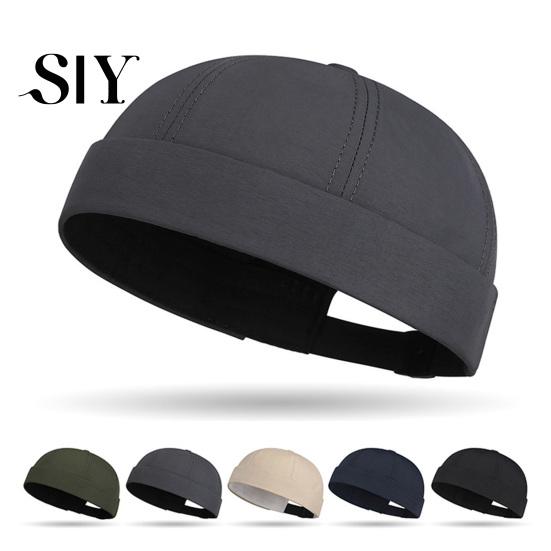 Breathable Polyester Headwear Brimless Skull Cap for Men Quick Dry Docker Cool And Comfortable Adjustable Harbour Landlord Hat Casual Visor-Less