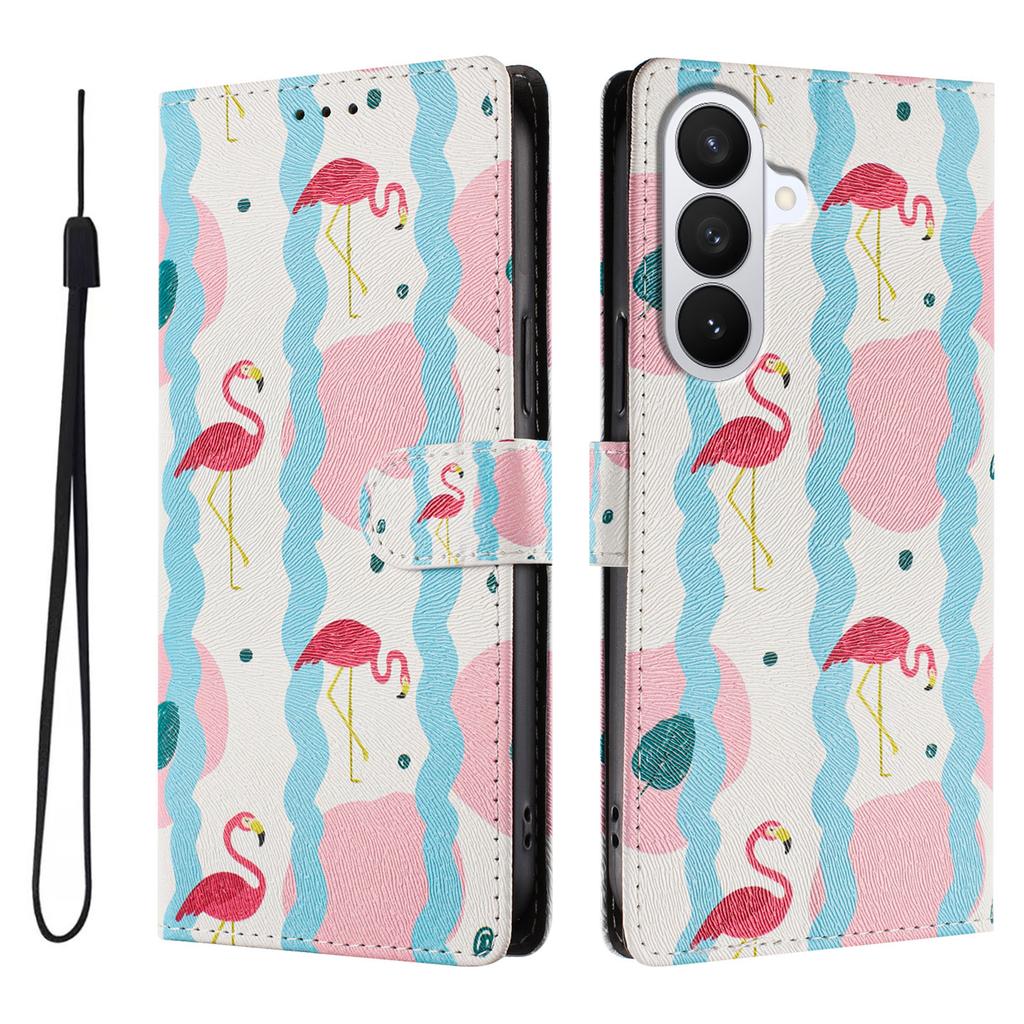 For Samsung Galaxy S26/S26 Pro Case Pattern Print PU Leather Wallet Phone Cover with Wrist Strap
