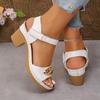 Fashion 2025 New Ladies Shoes Buckle Strap Women's Sandals Fashion Metal Decoration Summer Casual Plus Size Open Toe Heeled Sandals
