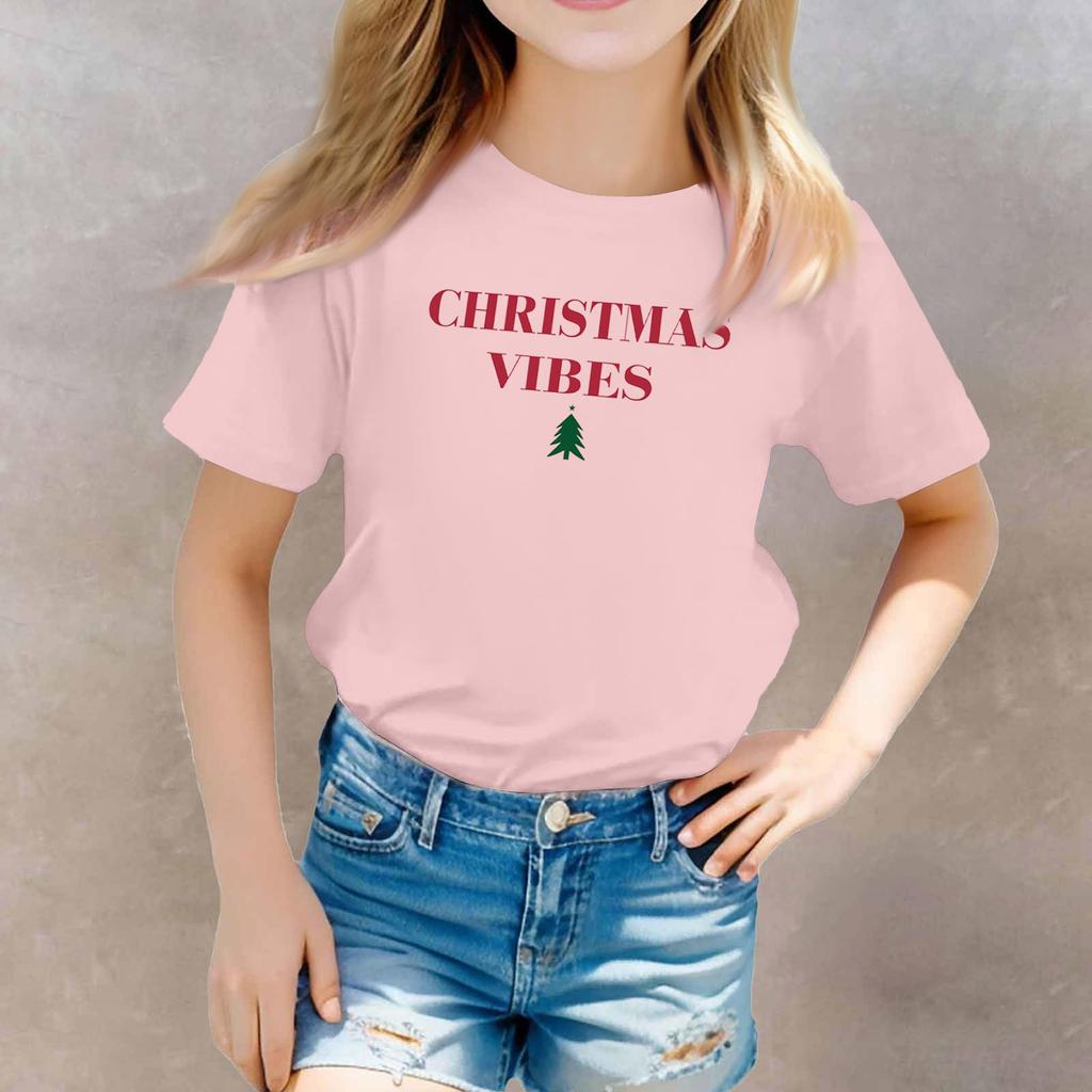 Christmas Day Toddler Girl Boy T-Shirts Kids Top Boys And Girls Printed Short Sleeved T-shirt