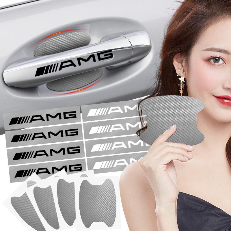 Наклейка на дверь автомобиля Углеродное волокно Царапины Защитная пленка для ручки автомобиля Для Mercedes Benz AMG GLE GLS GLC CLA GLB ML C500 C200 C300 W204 W206 W212 W203