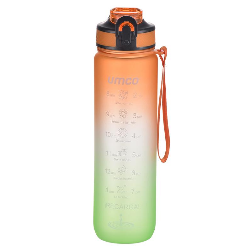 1000ml Large Capacity Water Bottle with Straw Plastic Cup Sports Cup Plastic Gradient Outdoor Sport Water Bottle