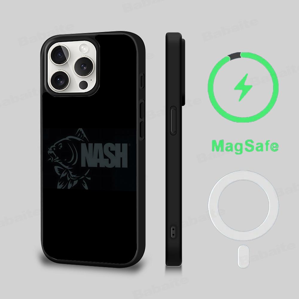 Чехол для телефона с логотипом Nash Fishing, Магнитный чехол для IPhone 16 14 13 12 11 15 Pro Max Plus, Чехол для беспроводной зарядки MagSafe