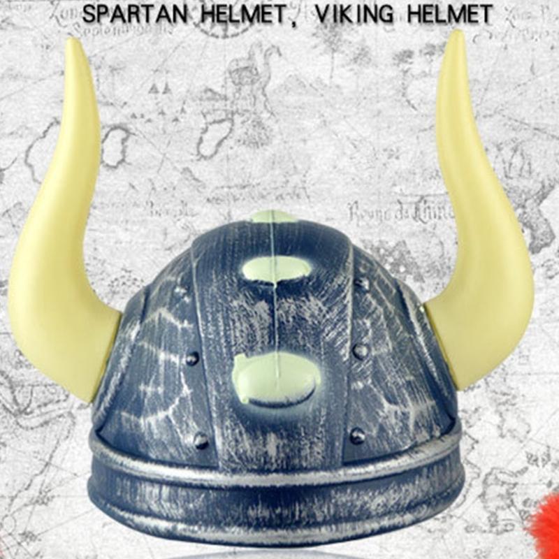 Roman Spartans Soldier Helmets Double Horn Designs Hat Adjustable for Cosplay Party and Theme Event Double Horn Helmets