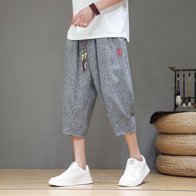 2025 Summer Japanese Kimono Traditional Shorts Mens Asian Clothing Pants Male Casual Loose Yukata Linen Wide Leg Trousers
