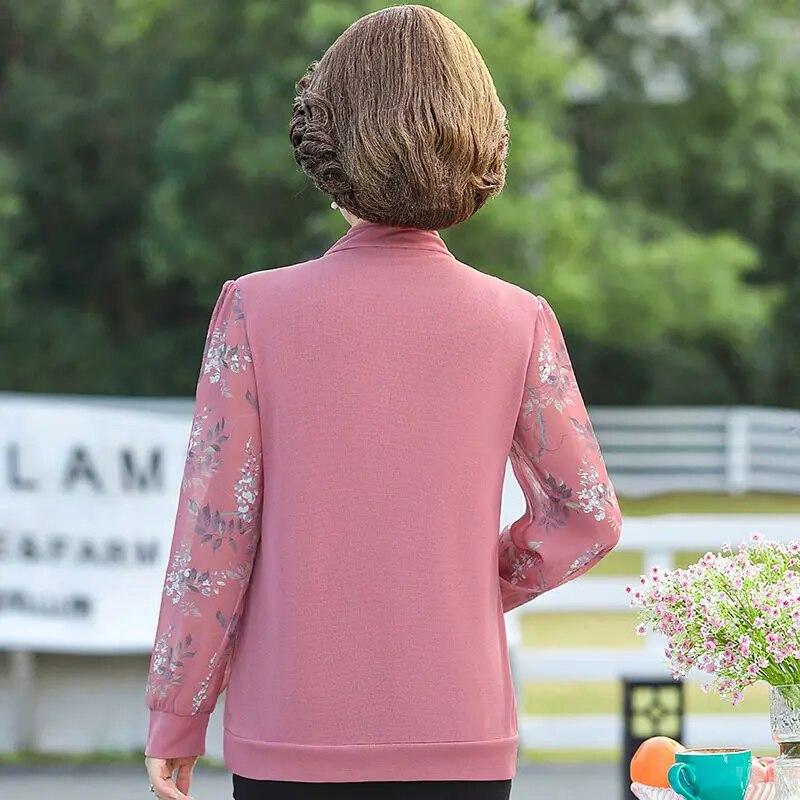 Корейская женская модная свободная футболка весна-лето с воротником-стойкой, марлевая одежда с длинными рукавами, большой размер, повседневная одежда с цветочным принтом