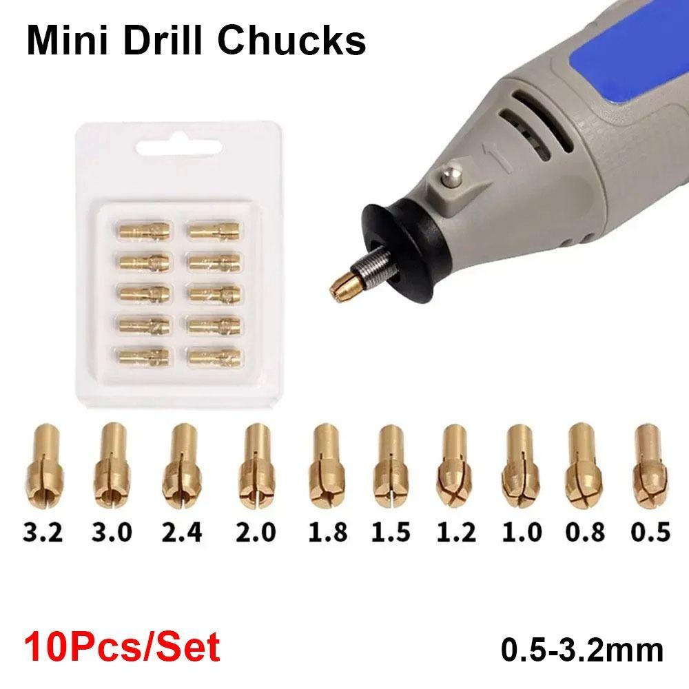 10Pcs 4.8mm Shank Mini Drill Chucks 0.5mm-3.2mm Chuck Adapter Durable Power Rotary Tool For Dremel