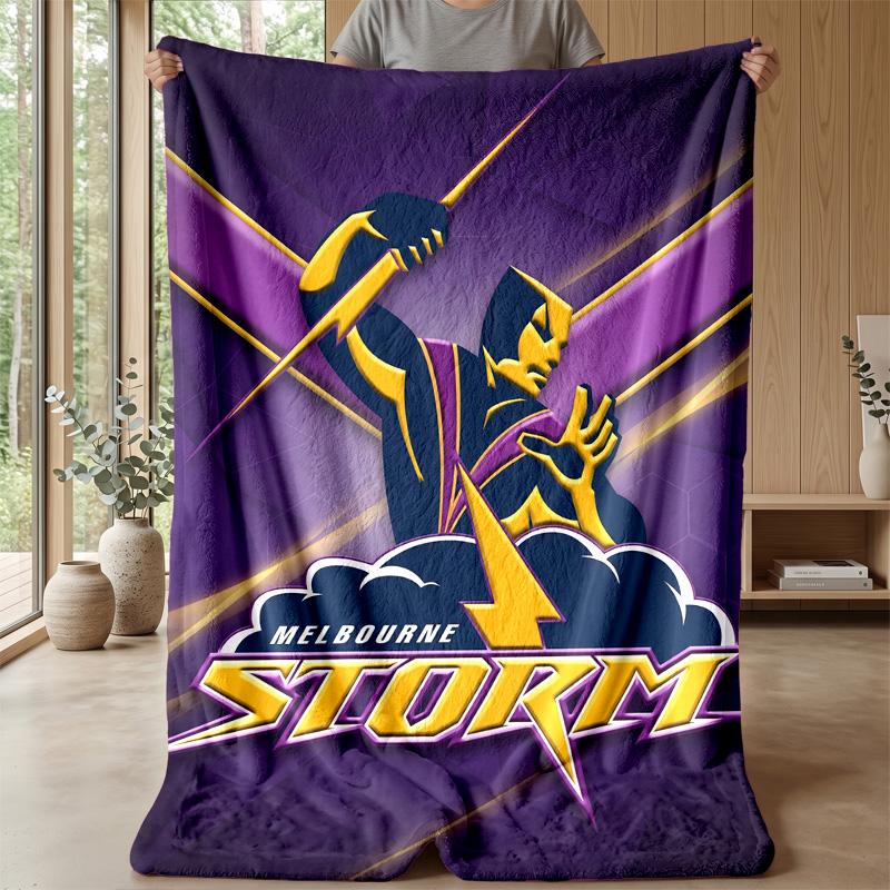 Melbourne Storm Flannel Fleece Blanket Cozy Warm Throw Blanket For Couch Bed Travel All Season Use